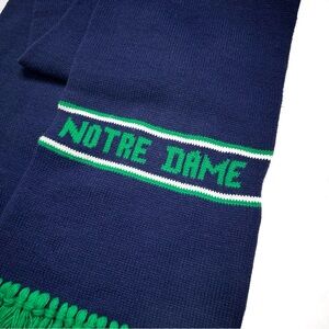 Vintage University of Notre Dame Scarf Fighting Irish Navy Blue Green Wool Team